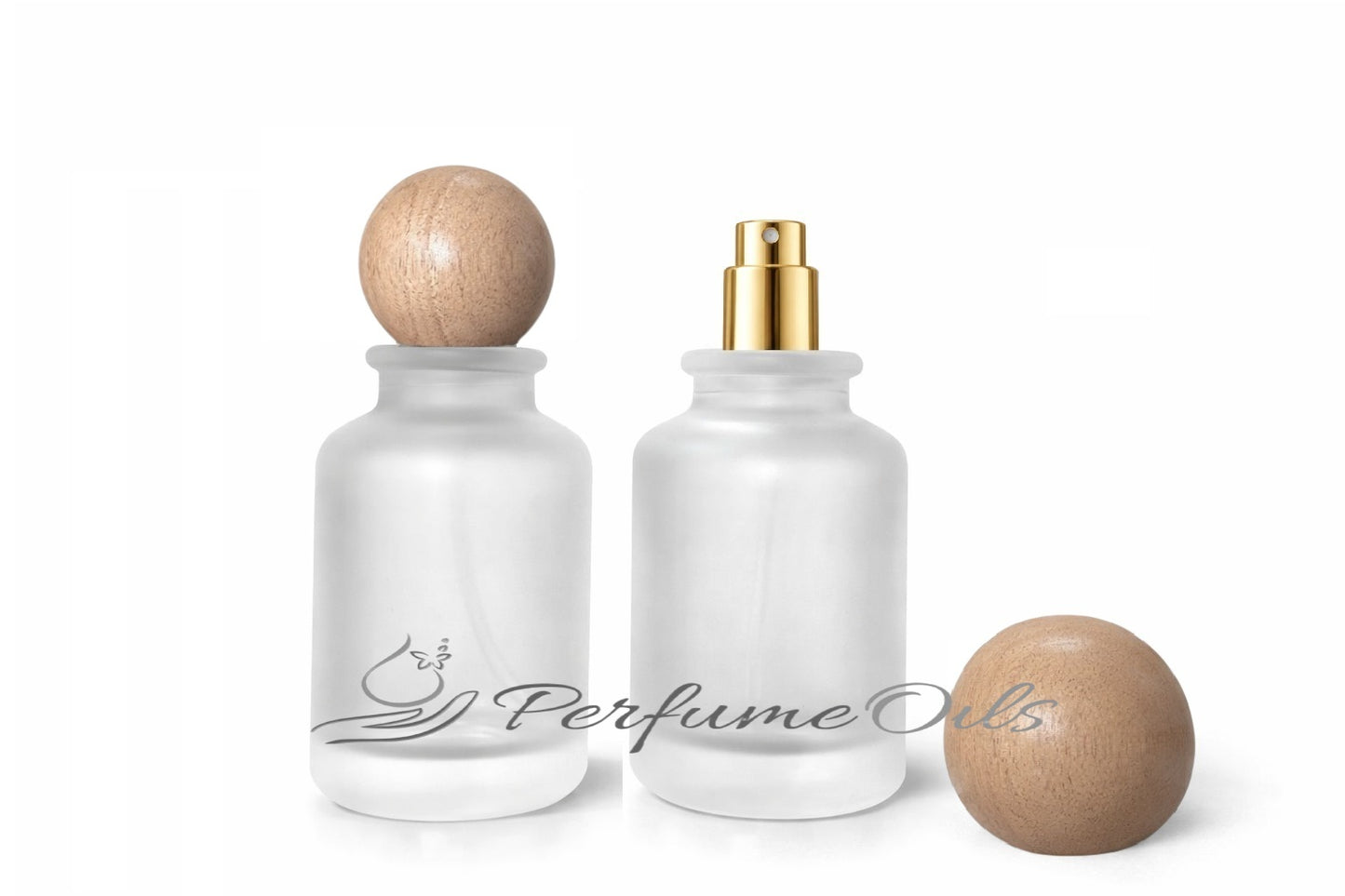 Bloom Bottle - 100ml Frosted with Round Wooden Cap (Screw)