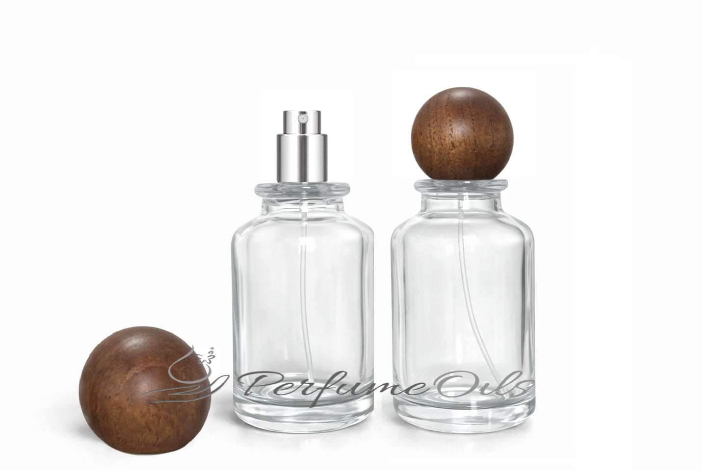 Bloom Bottle - 100ml Clear with Round Wooden Cap (Screw)