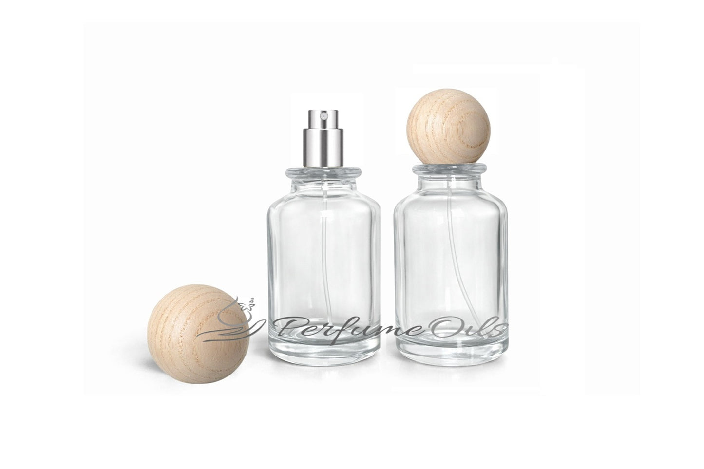 Bloom Bottle - 100ml Clear with Round Wooden Cap (Screw)
