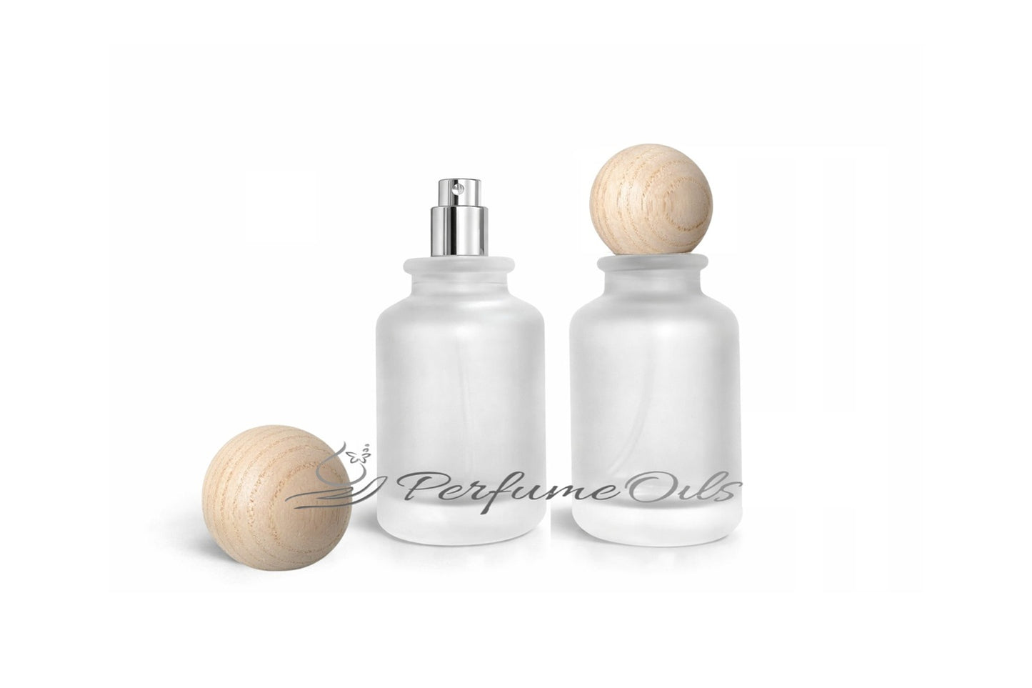 Bloom Bottle - 100ml Frosted with Round Wooden Cap (Screw)