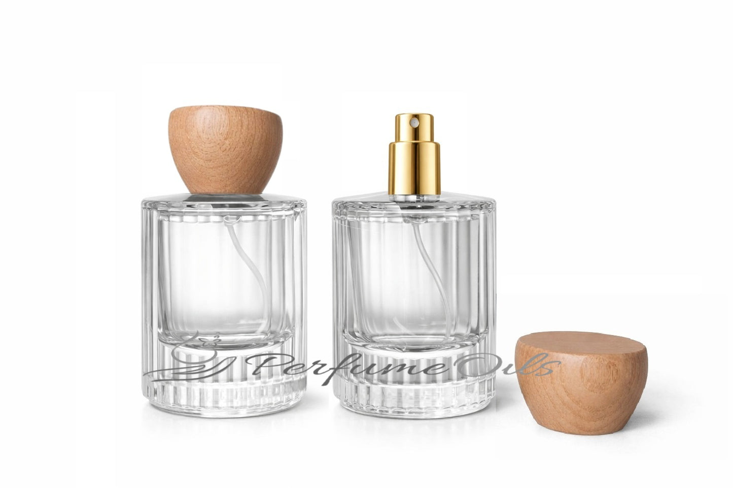 Eden Bottle - 50ml Clear with Tapered Wooden Cap (Screw)