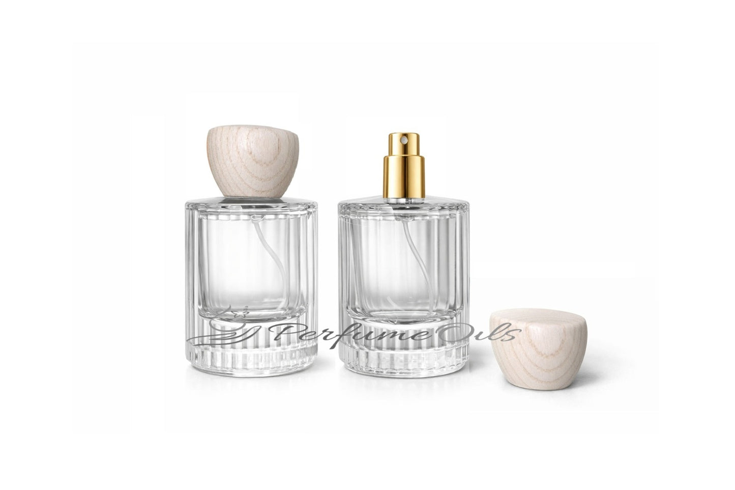 Eden Bottle - 50ml Clear with Tapered Wooden Cap (Screw)