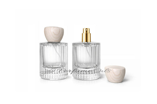 Eden Bottle - 50ml Clear with Tapered Wooden Cap (Screw)