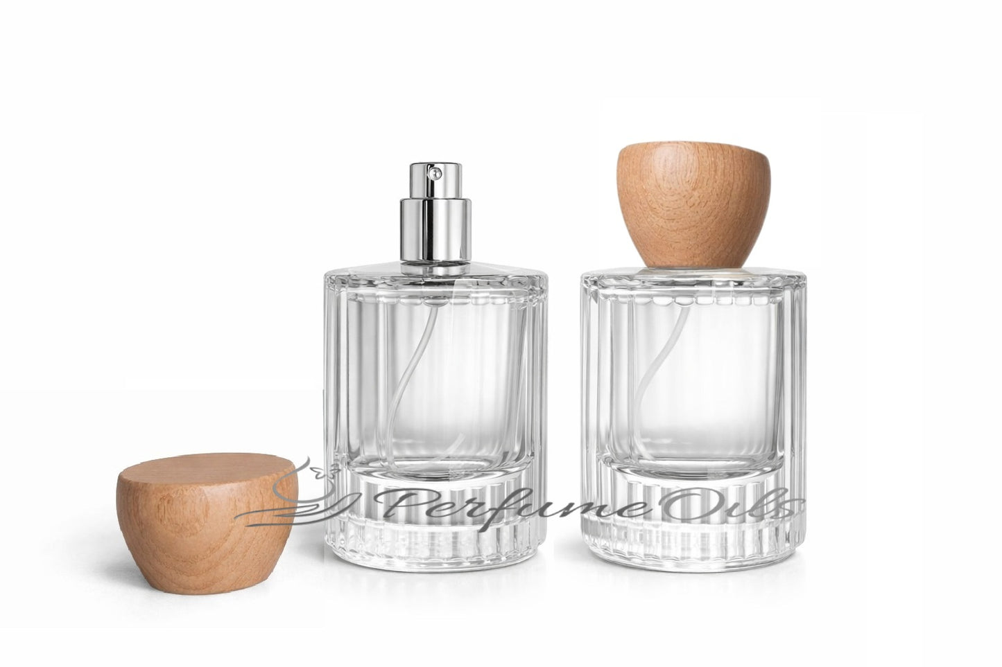 Eden Bottle - 50ml Clear with Tapered Wooden Cap (Screw)