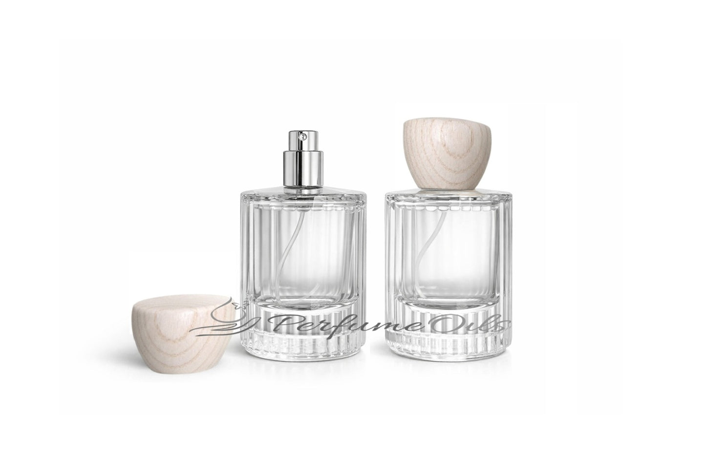 Eden Bottle - 50ml Clear with Tapered Wooden Cap (Screw)